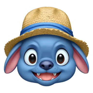 stitch qui porte un chapeau de luffy sticker