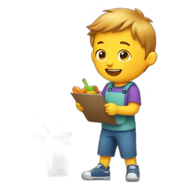 kid multitasking with 2 things at once sticker