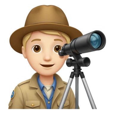 happy explorer peering through a telescope sticker