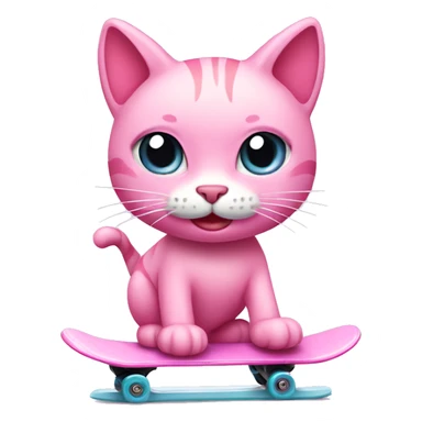 Pink cat skating sticker