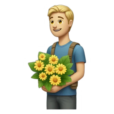 white-guy-giving-a-flower sticker