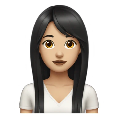 girl with long black hair and fringe sticker