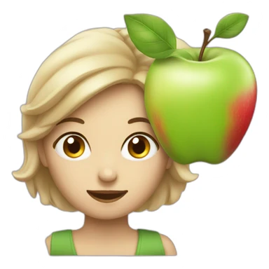 Lady apple with pc sticker