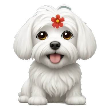 Maltese and flower sticker