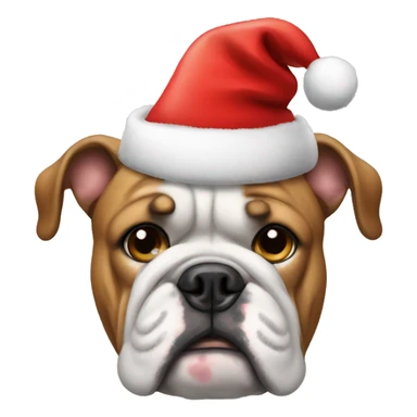 bulldog in christmas hat sticker