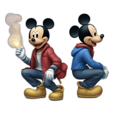Mickey et donald fume sticker