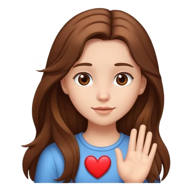 girl with brown long hair fair skin sends heart sticker