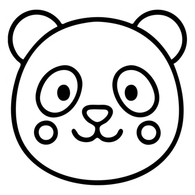 blushing panda icon, round face, pink cheeks, outlined style, minimalistic sticker
