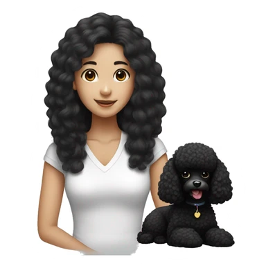 Balck poodle with long black hair korean girl sticker