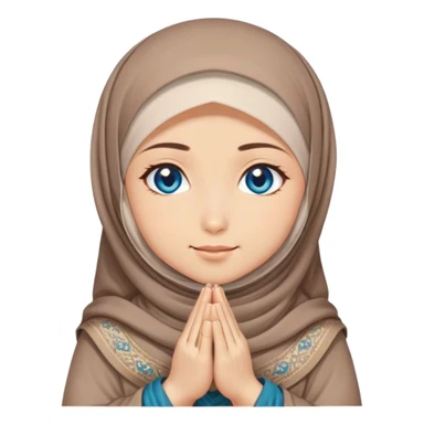 Turkish beautiful finish Konya girl blue eyes with hijab and brown stone dress praying sticker