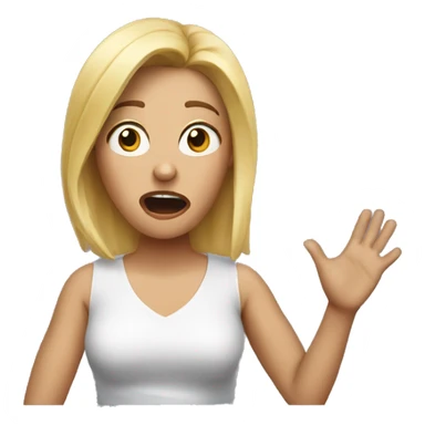 shocked blond woman hands up sticker