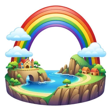 Rainbow Bridge – Arched rainbow connecting flying islands. sticker