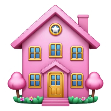Pretty pink cartoon house a little more realistic like an emoji style sparkly  sticker