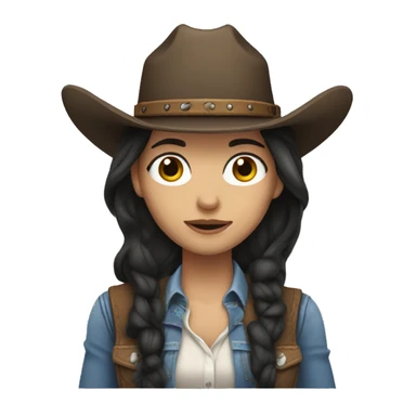 Cowgirl white skin and long dark hair sticker