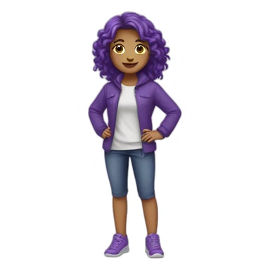 Fille au cheveux violet qui se tient debout en entier sticker