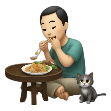 Chineses man eating a cat sticker