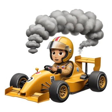 drifting car with tires smoke and a driver with a f1 helmet into the cr sticker