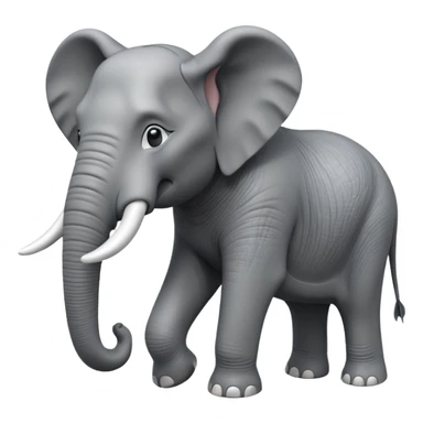 A giant 3D cartoon elephant in side view, towering and muscular, long tusks forward, thick textured skin, dust swirling around, strong sunlight and dramatic shadows, Memoji-style but intense and powerful. sticker
