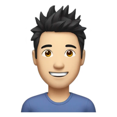 chinese man 40yo with spiky short black hair smile sticker