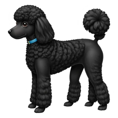 A high-resolution digital illustration of a black poodle in a clean, semi-realistic style. The poodle is shown facing sideways head tilted  sticker
