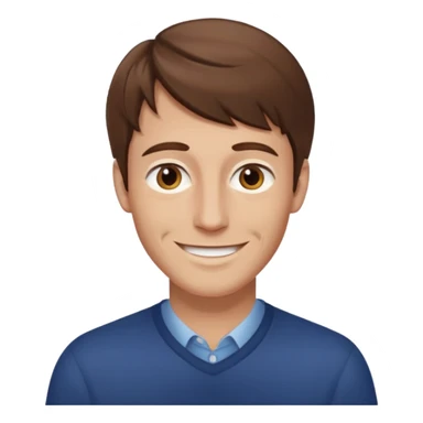 homme brun cheveux long visage mince sourire style européen sticker