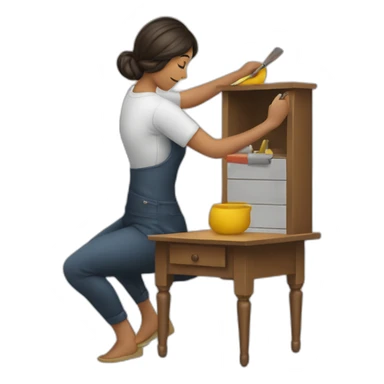 mujer pintando un mueble sticker
