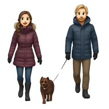 Norwegian couple with brown hair on a winter walk sticker