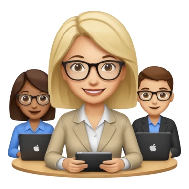 a woman developer in a meeting with others developers sticker