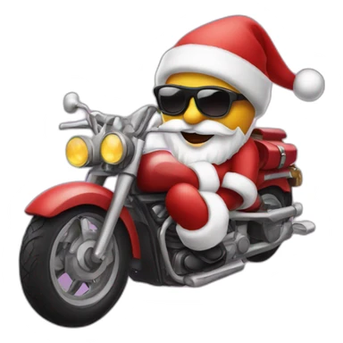 Santa clause with sunglasses on motorbike  sticker