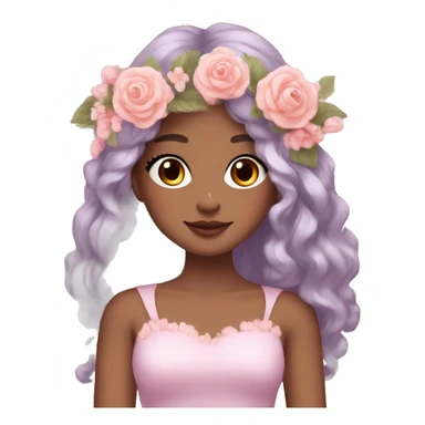 Gorgeous Pastel Lady with blushing face and pretty hair with a flower crown aesthetic trending style sticker