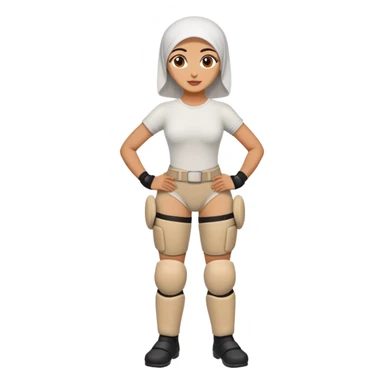 Middle eastern Short lady with massive padded knee pads sticker