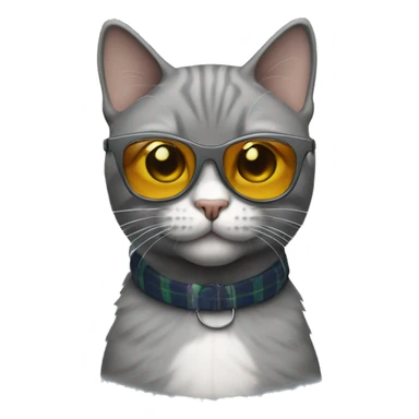 scottish cat colour grey straight ears with sunglasses  sticker