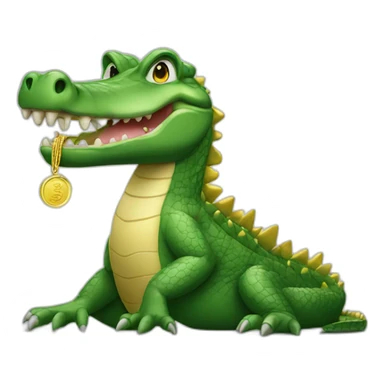 crocodile holding gold coin sticker