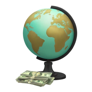 Globe with money and digital screen sticker