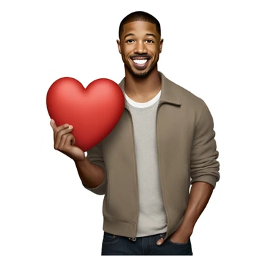 Real Michael b Jordan holding heart sticker