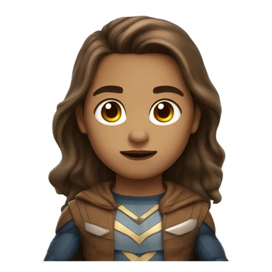 superhero, child, long brown hair, brown eyes, light brown skin sticker