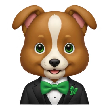 dog with suit and green bow tie sticker