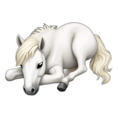 white pony sleeping lying on the ground sticker