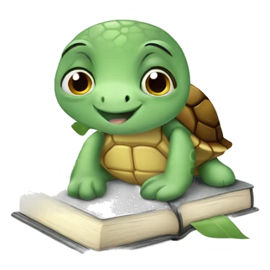 cute turtle with a grey book sticker