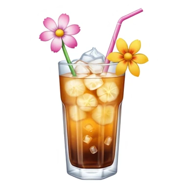 iced aesthetic drink with flower decor sticker