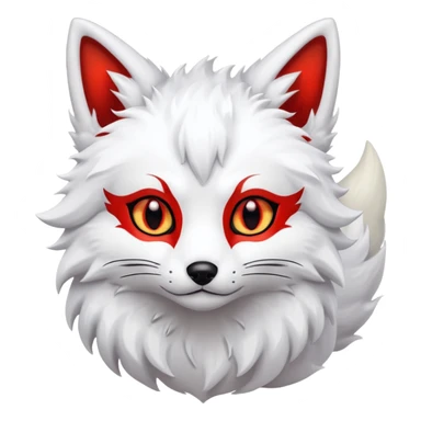 white kitsune with red eye sticker