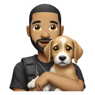 Drake holding a puppy sticker