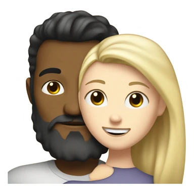 White Man, white skin, short black hair, long beard, hugging a white woman, blonde hair  sticker