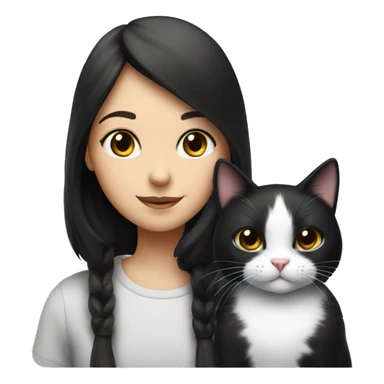black and white cat with girl sticker