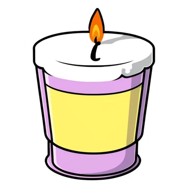 minimalist aesthetic scented candle with a gentle flame sticker