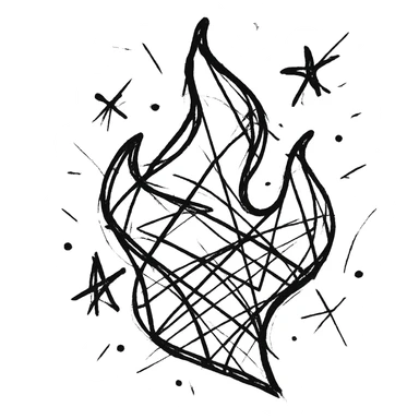 abstract flame shape, chaotic geometric outline style sticker