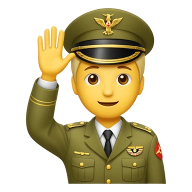 Eine salutierenden Emoji (Hautfarbe: gelb ) in Armee Klamotten männlich; salutierend mit der rechten Hand und auf der Höhe der Stirn sticker