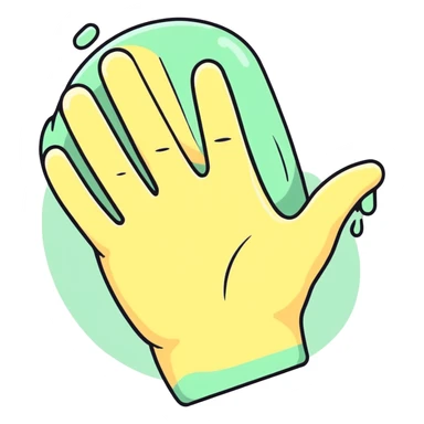 Hand covered in soap sticker