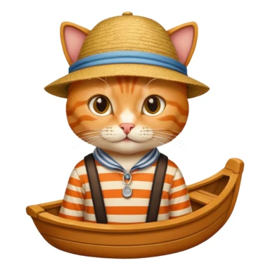 cat wearing gondolier striped shirt and hat sticker