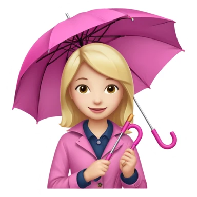 Girl with pink umbrella sticker
